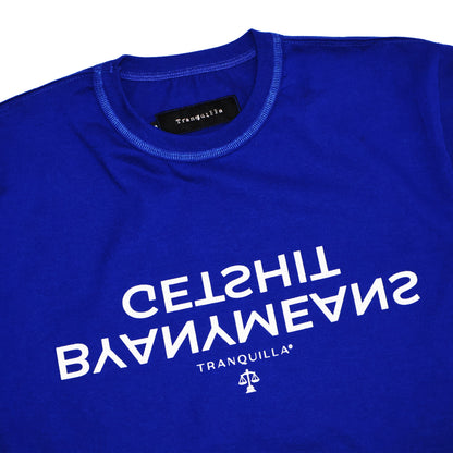 "BYANYMEANS" TEE IN BLUE