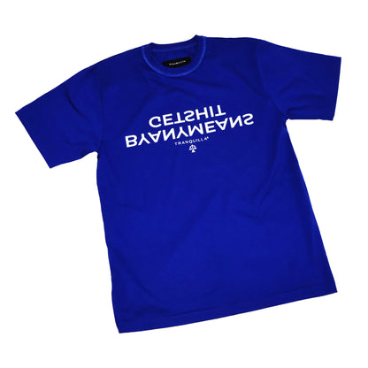 "BYANYMEANS" TEE IN BLUE